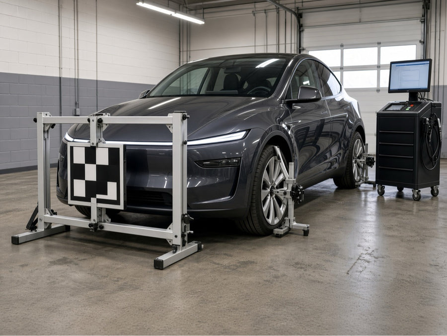 ADAS camera calibration setup after windshield replacement (example image)